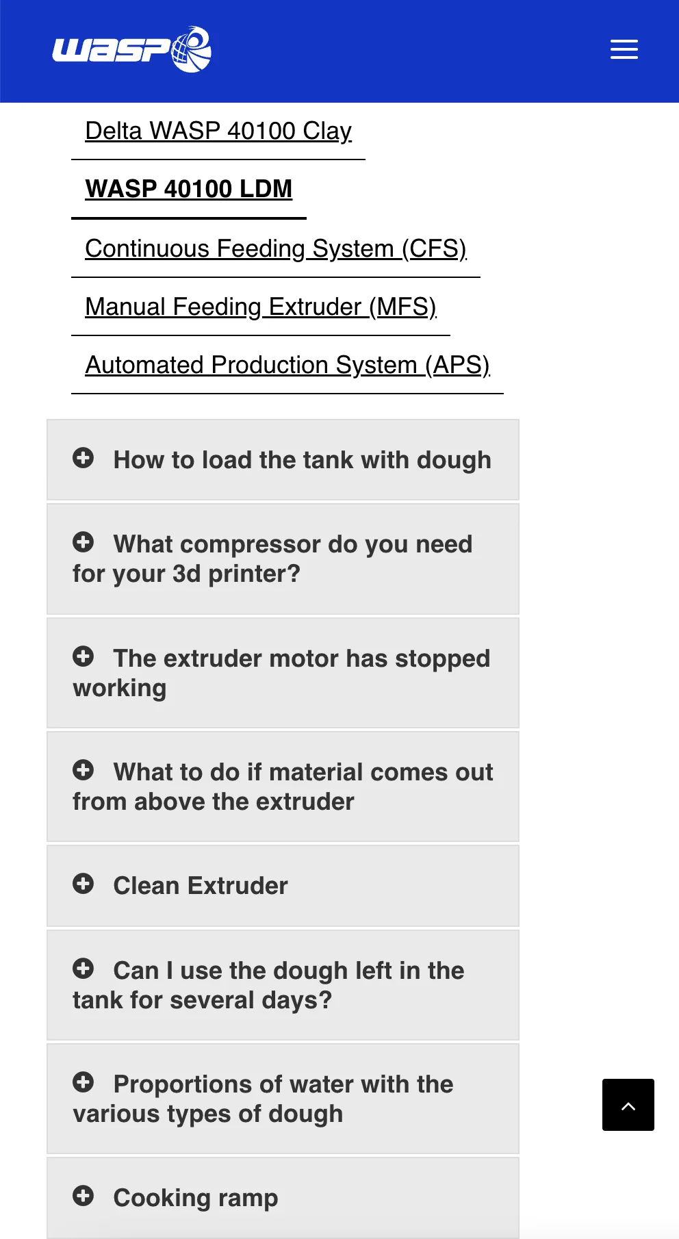 Delta WASP 40100 Clay 3D printer features LDM system, feeding options, and troubleshooting tips for dough tank loading and extruder maintenance.