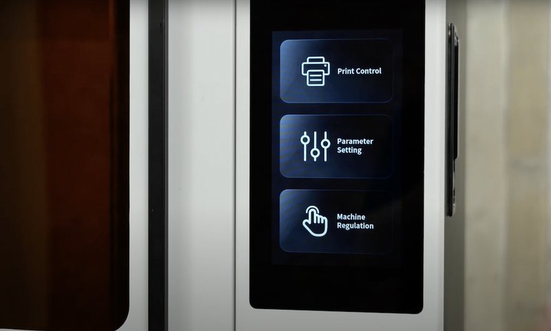The image shows the control panel of the 3D printer model 