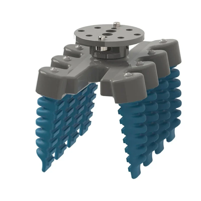 fairino fr16 collaborative robot gripper with blue, flexible fingers and gray base, designed for handling various parts and samples efficiently.