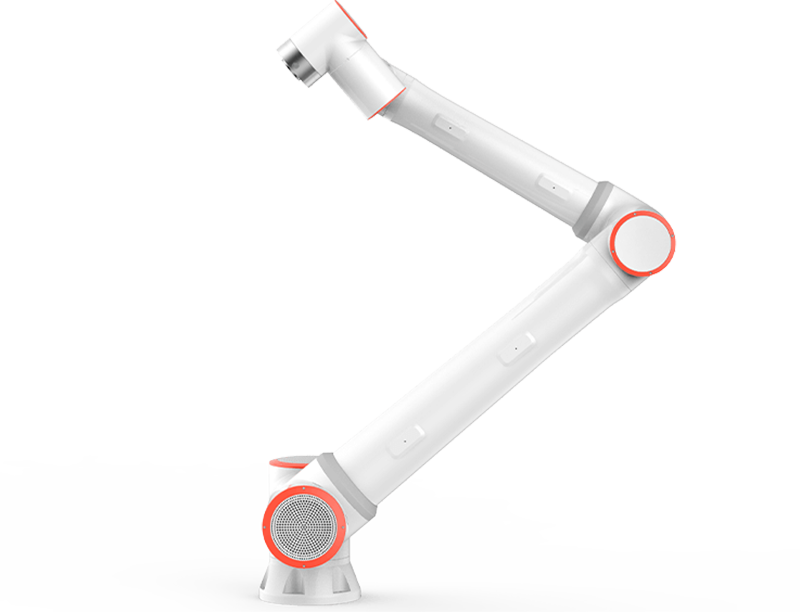 Fairino FR20 collaborative robot arm with white and red design, featuring joints for flexible movement, likely used for precision tasks.