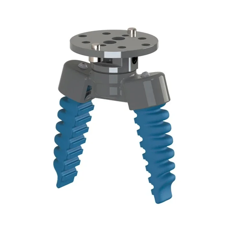 Fairino FR30 collaborative robotic gripper with gray body and flexible blue fingers for precise handling of parts.