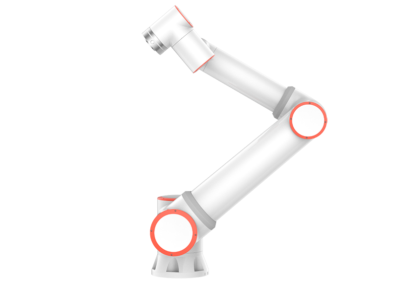 Fairino FR30 robot arm with white and red joints, showcasing its collaborative design, possibly creating precise samples or parts.