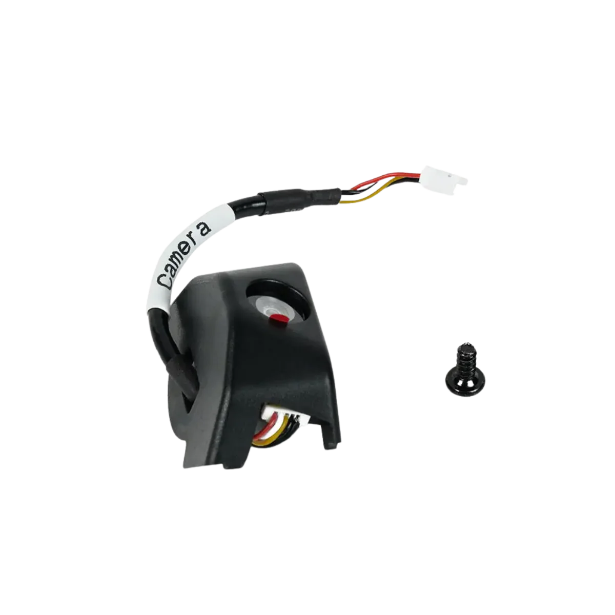 Flashforge Adventurer 5M camera assembly with labeled cable and screw on a plain background.