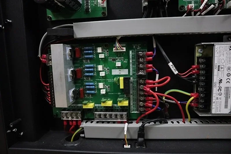 Flashforge Creator 4 circuit board with wiring, resistors, and capacitors, showcasing internal components for 3D printer operation.