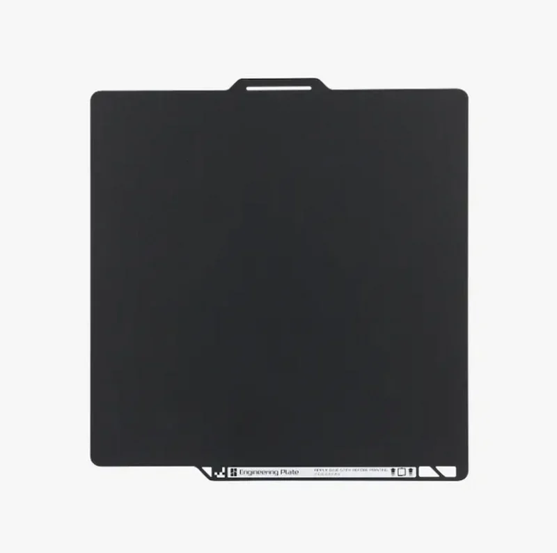 Black engineering plate for h2c Bambu 3D printer, simple rectangular design with handle, branding on the bottom edge.