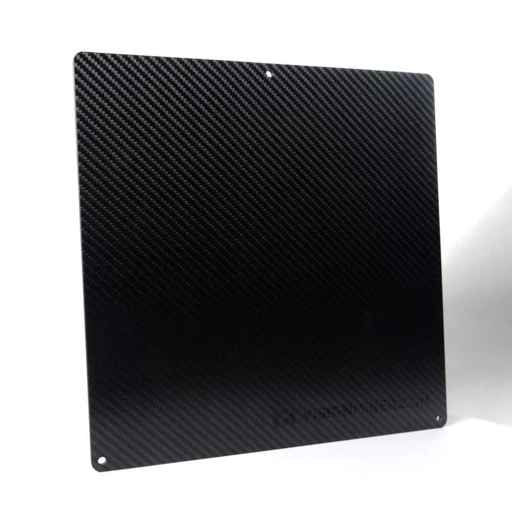 Carbon fiber 3D printer plate for Intamsys Funmat HT, showcasing textured surface, high-strength design for advanced printing applications.