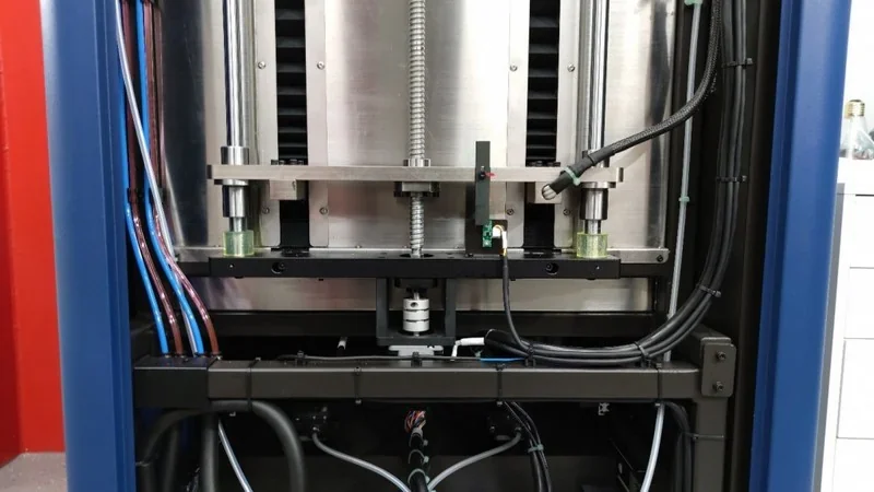 Intamsys Funmat Pro 410 3D printer interior with visible wiring and components, showcasing its advanced industrial design and engineering.