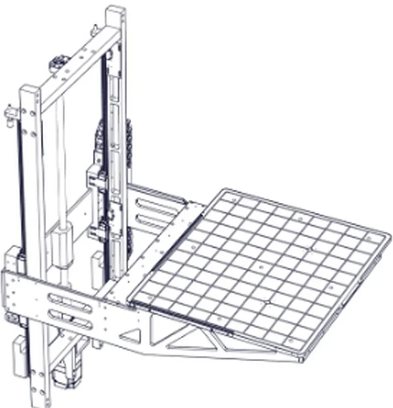 Technical diagram showing the internal structure of the Intamsys Funmat Pro 610 HT 3D printer, highlighting a mechanical component assembly.