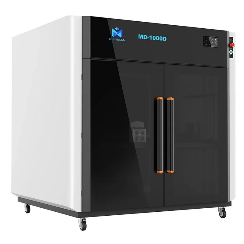 Mingda MD-1000D 3D printer, large industrial design with black doors, display panel, and branding, suited for commercial printing applications.