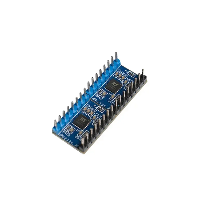 Blue microcontroller board with black pins, possibly a part created by mingda md-400d.