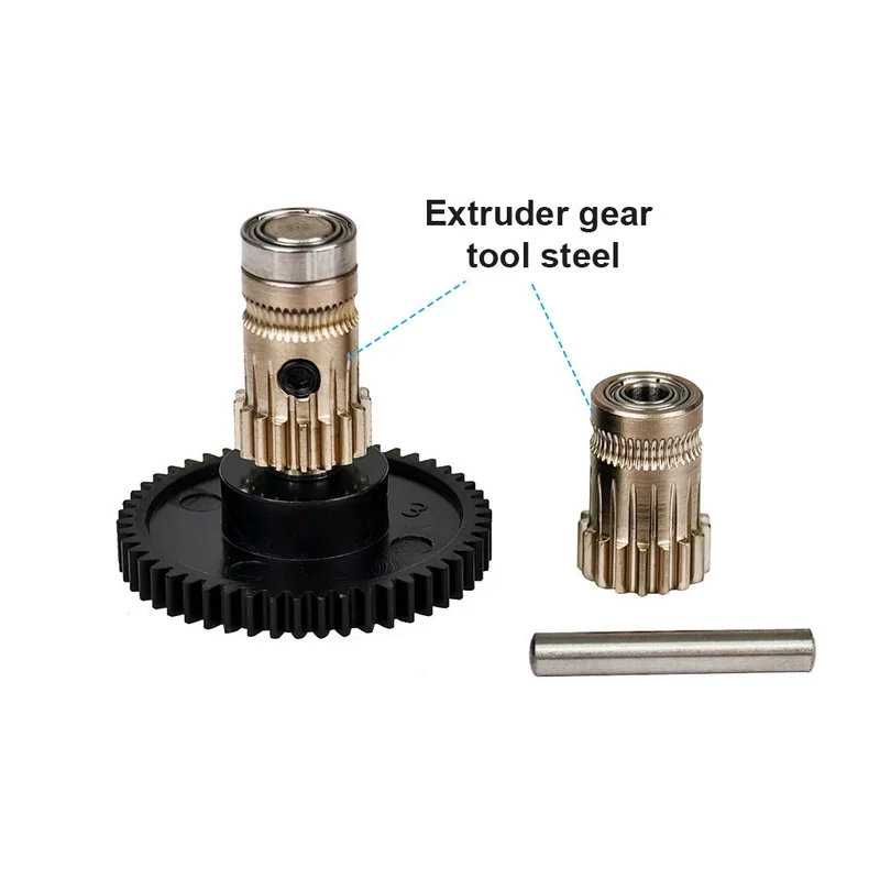 Mingda MD-600D extruder gear, tool steel with black gear and silver components, clearly labeled.