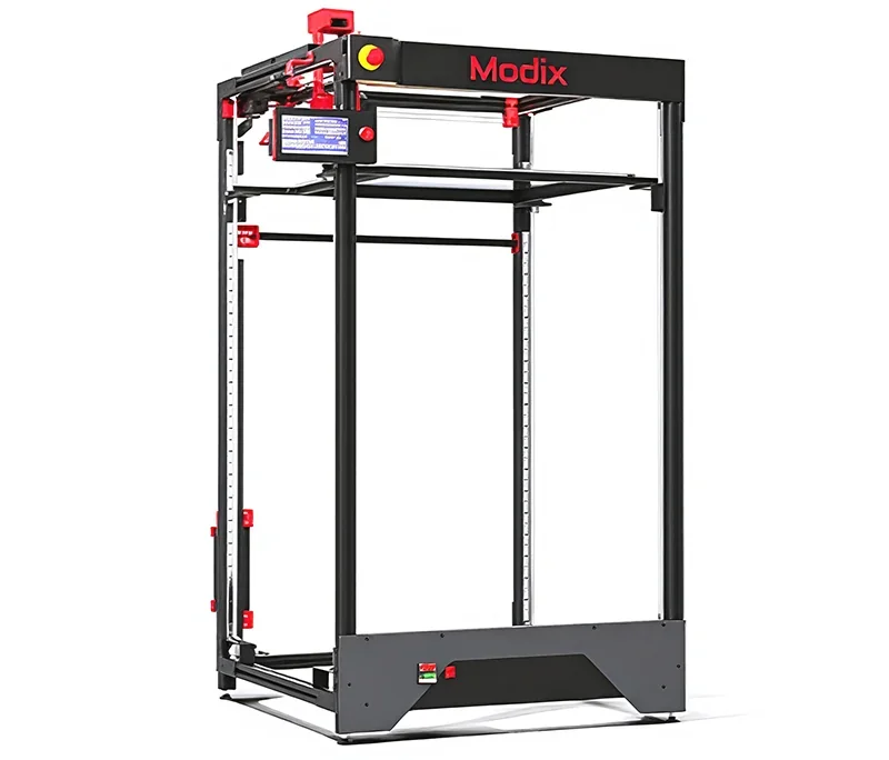 Modix Big 120Z professional 3D printer with sturdy frame and branding, ideal for large prints, shown from the front view.