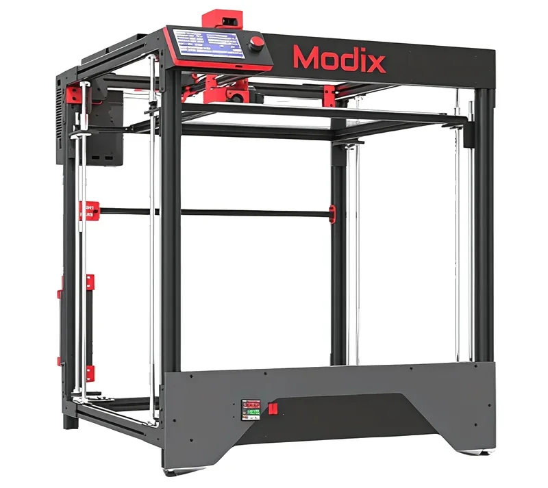 Modix Big 60 3D printer with a sturdy frame, touchscreen, and open build area, designed for professional use, branded "Modix" on top.