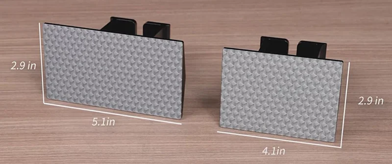 Phrozen Lumii DLP 3D-printed rectangular textured samples on a wooden surface; sizes 5.1in x 2.9in and 4.1in x 2.9in shown.