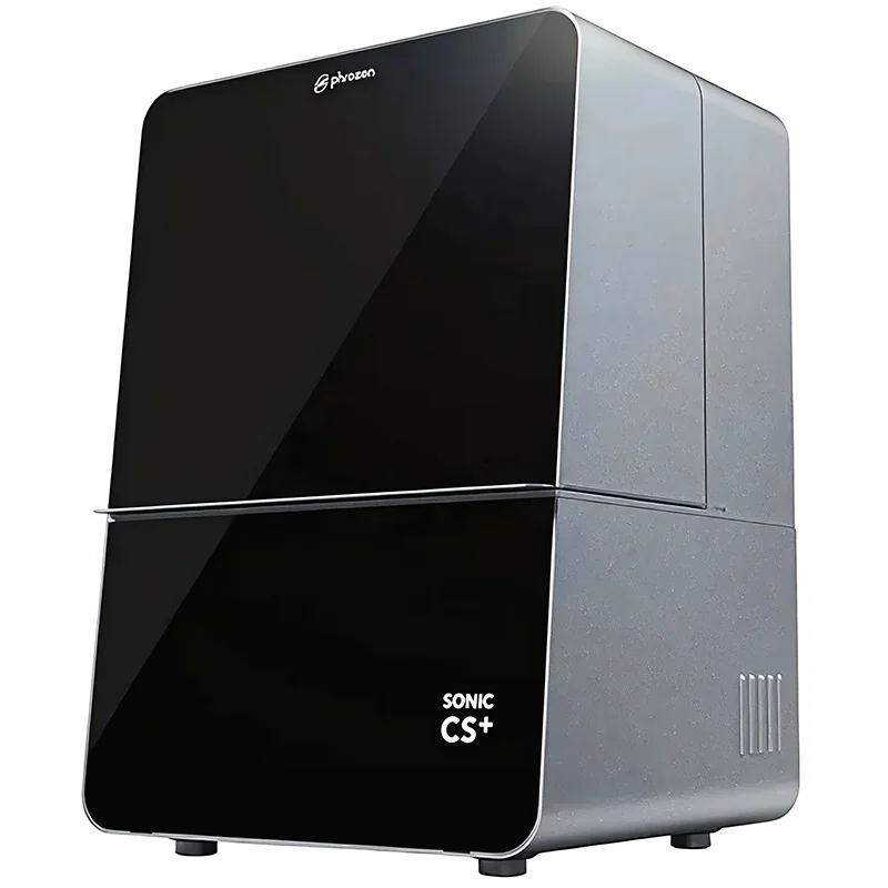 Phrozen Sonic CS+ 3D printer with sleek black design and visible branding on the front panel in a studio setting.