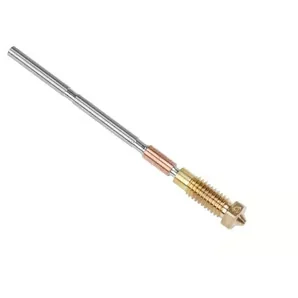 Prusa Core One 3D printer metal extruder nozzle in brass and steel, detailed view showcasing precision engineering components for high-quality printing.