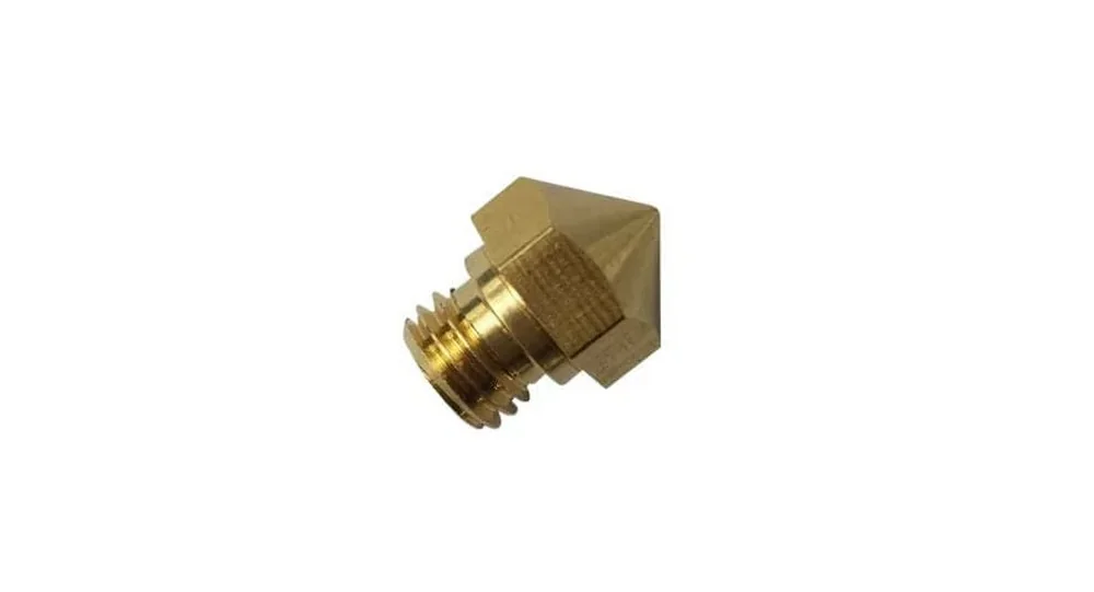 Gold nozzle part compatible with Qidi I-Fast 3D printer, featuring threaded design, shown on a white background.