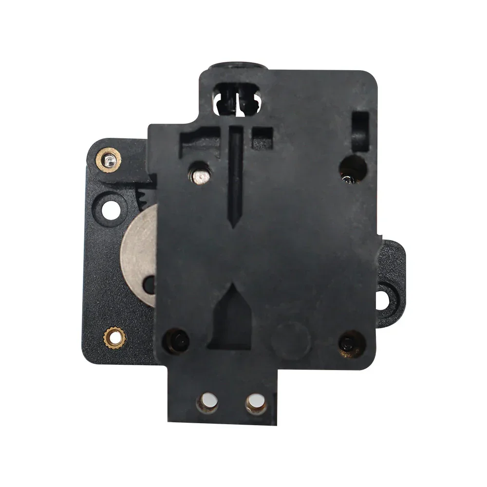 Black plastic component with screws, likely part of Qidi X Max 3D printer assembly, showcasing detailed design and functionality.