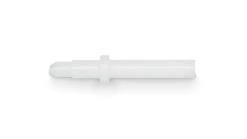 White 3D-printed cylindrical component from Raise3D Pro3 Plus, showcasing precision and smooth finish, set against a plain white background.