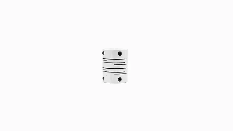 raise3d pro3 plus printed silver cylindrical part with multiple horizontal slits and black screws on a white background.