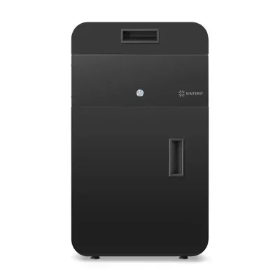 Sinterit Lisa X 3D printer, black, sleek design with visible branding, suited for professional and industrial 3D printing tasks.