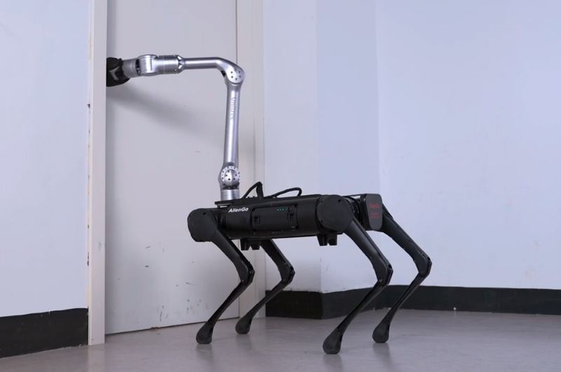 Mounted on a quadruped robot, the Unitree Robotics Z1 Air arm becomes a mobile functional manipulator that can be employed wherever it is needed.