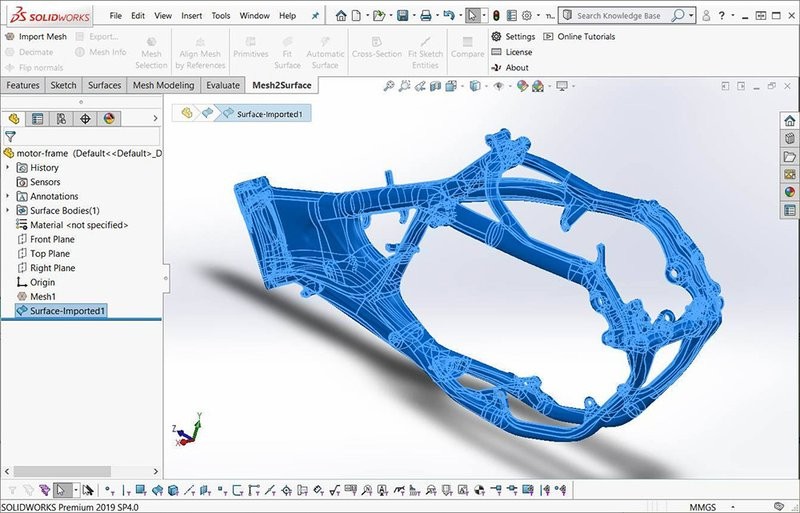 Mesh2Surface for SOLIDWORKS software